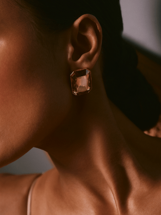 Radiant Gold Crystal Studs