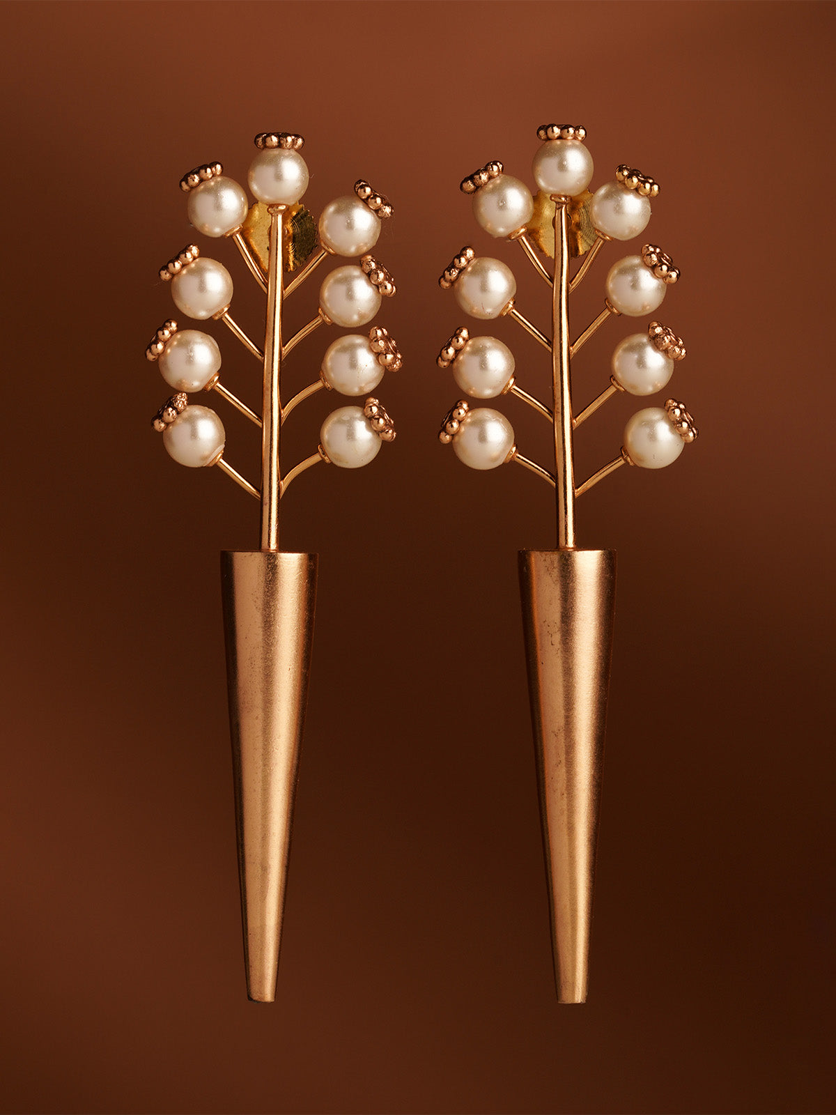 Cosmic Sabre Gold Plated Pearl Spike Earrings