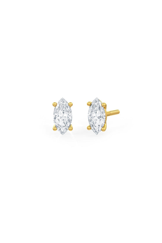 Marquise Shaped Solitaire Stud Earrings