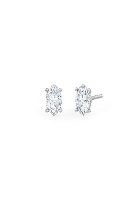 Marquise Shaped Solitaire Stud Earrings