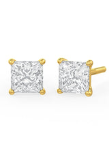 Square Shaped Solitaire Stud Earrings