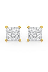 Square Shaped Solitaire Stud Earrings