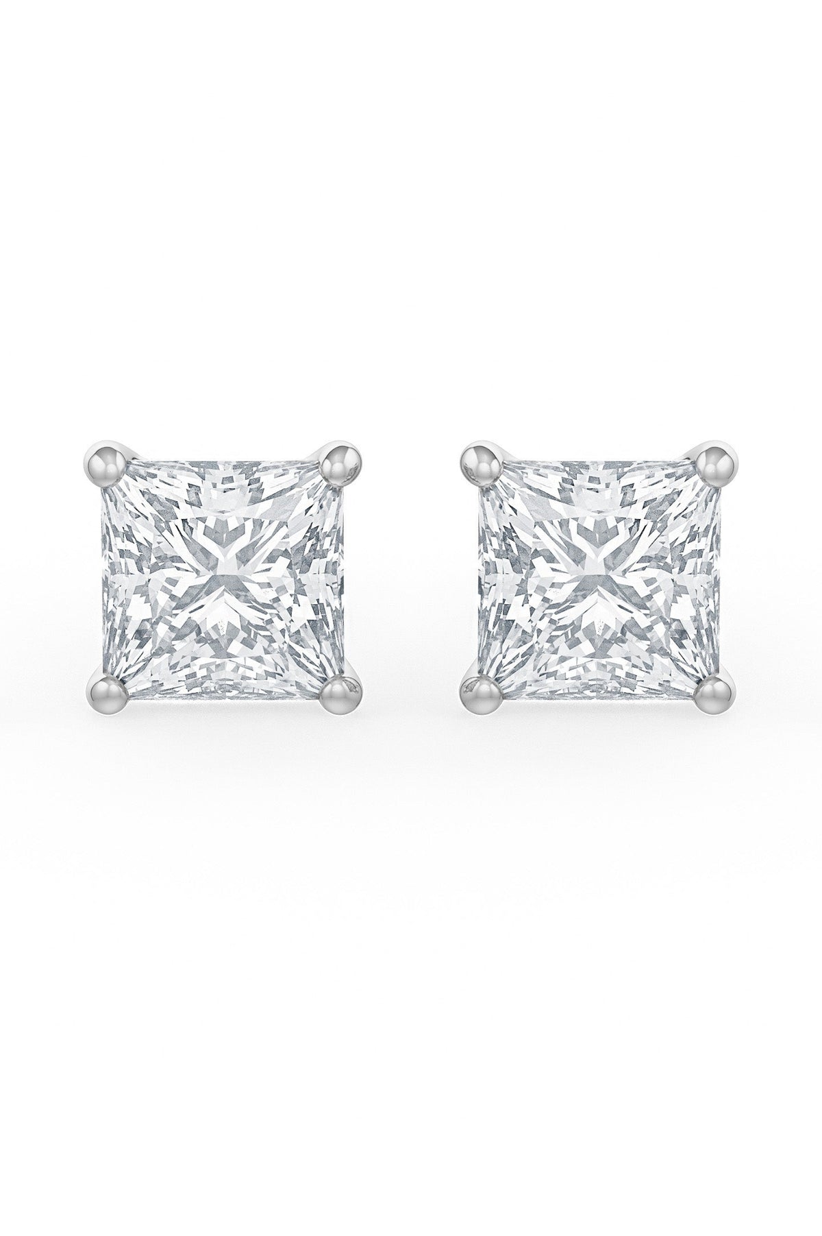 Square Shaped Solitaire Stud Earrings