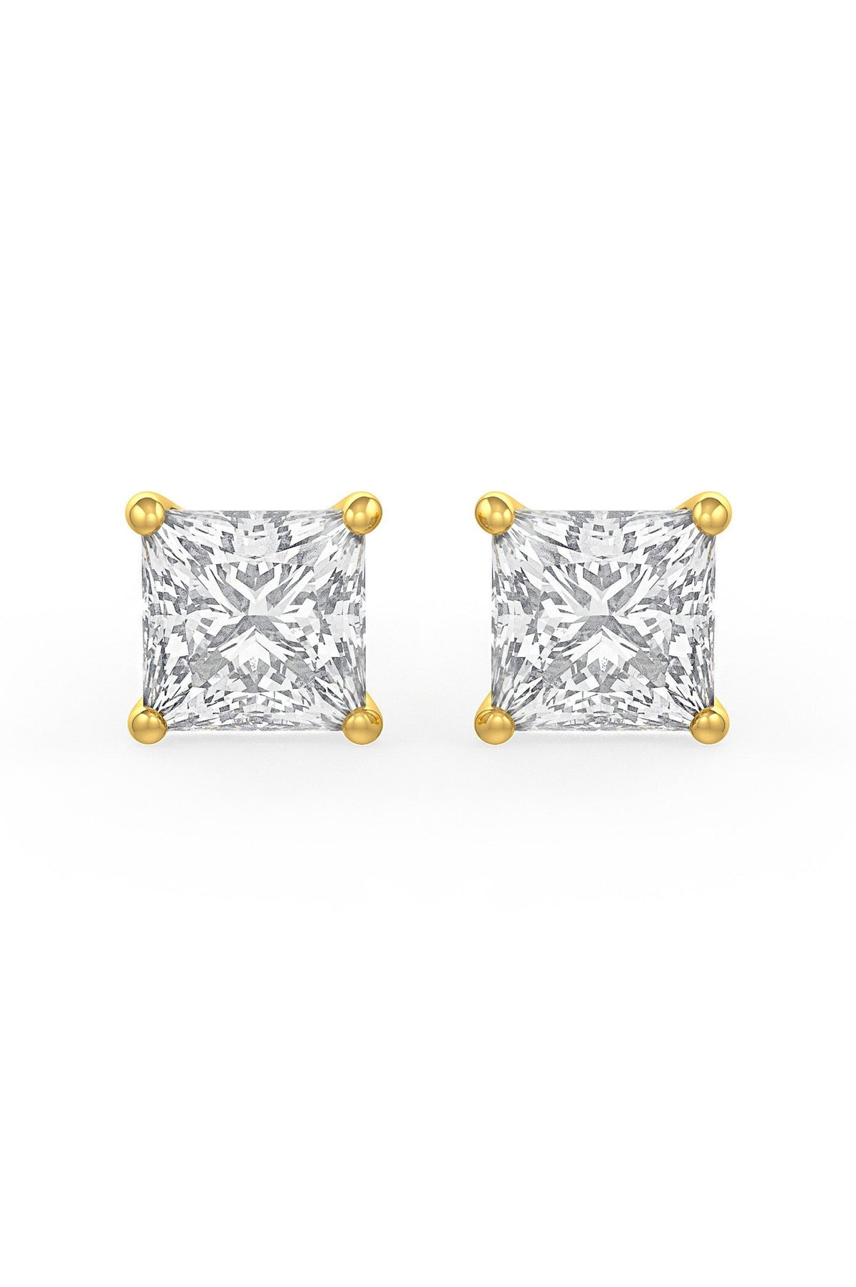 Square Shaped Solitaire Stud Earrings