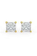 Square Shaped Solitaire Stud Earrings