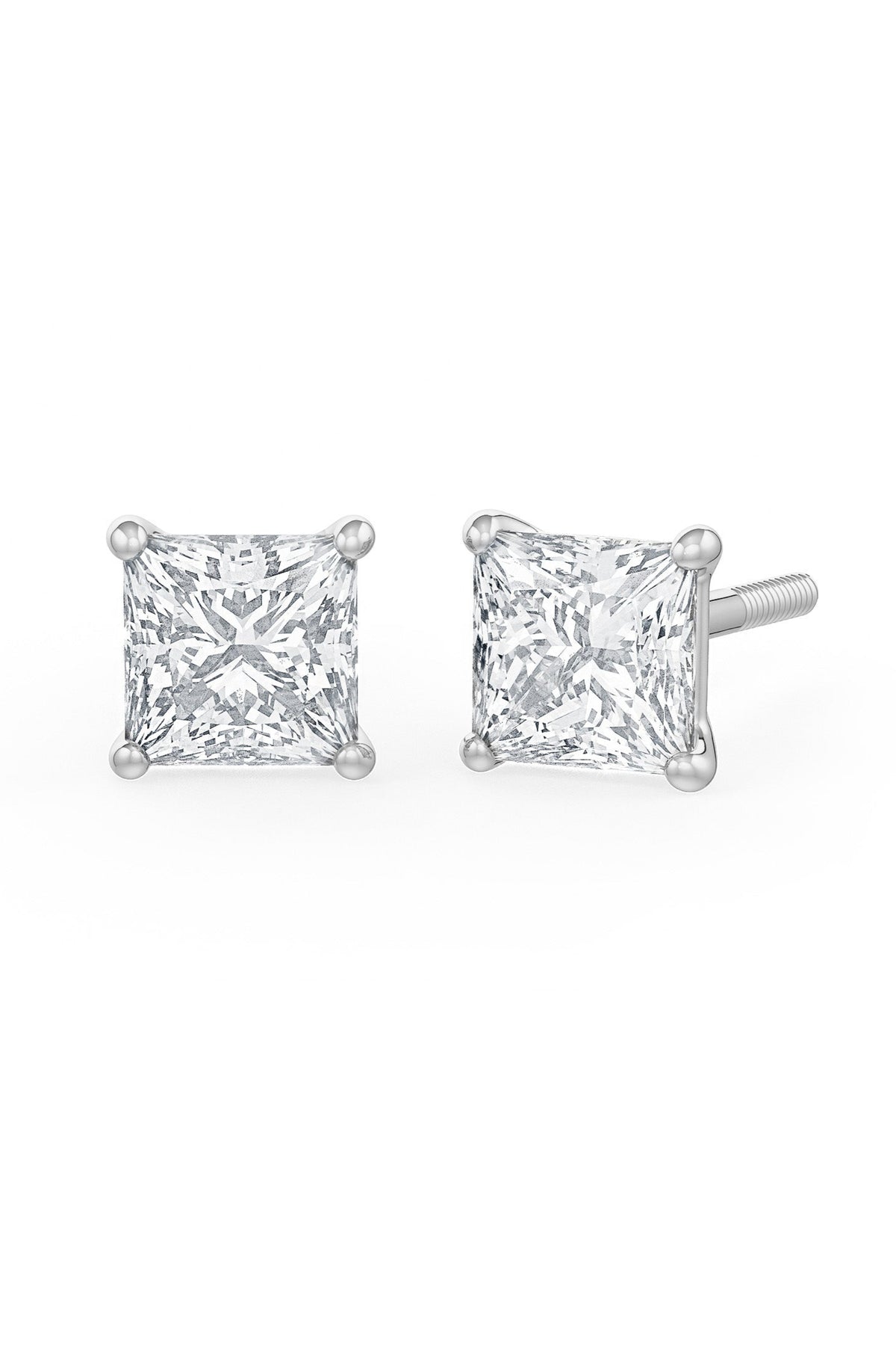 Square Shaped Solitaire Stud Earrings
