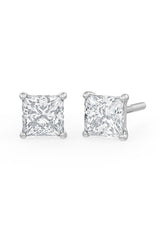 Square Shaped Solitaire Stud Earrings
