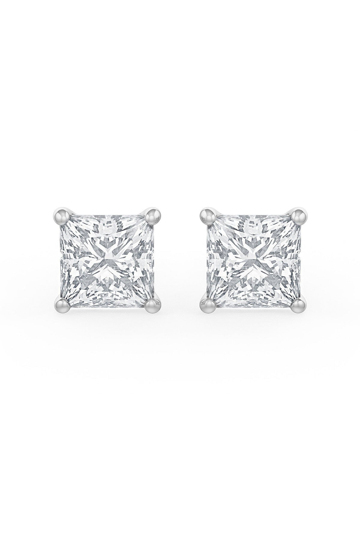 Square Shaped Solitaire Stud Earrings