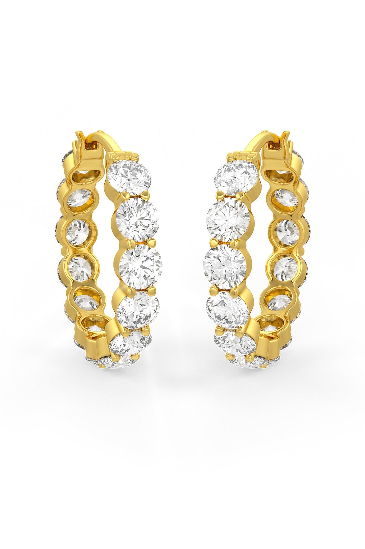 Brilliant Round Shaped Solitaire Hoop Earrings