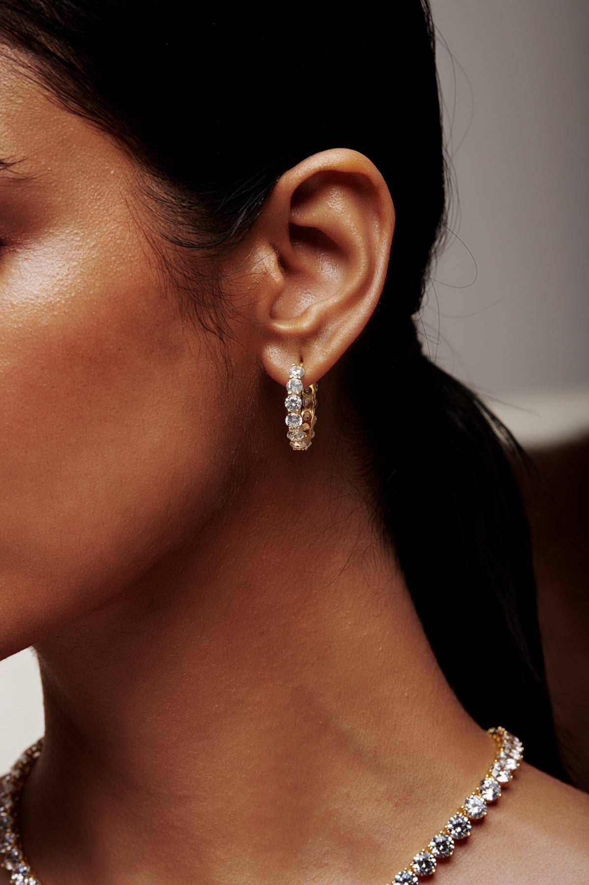 Brilliant Round Shaped Solitaire Hoop Earrings