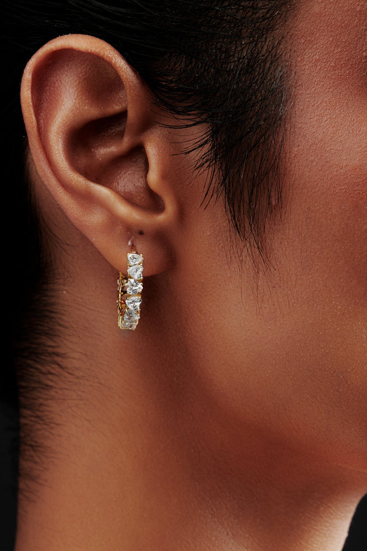 Heart Shaped Solitaire Hoop Earrings