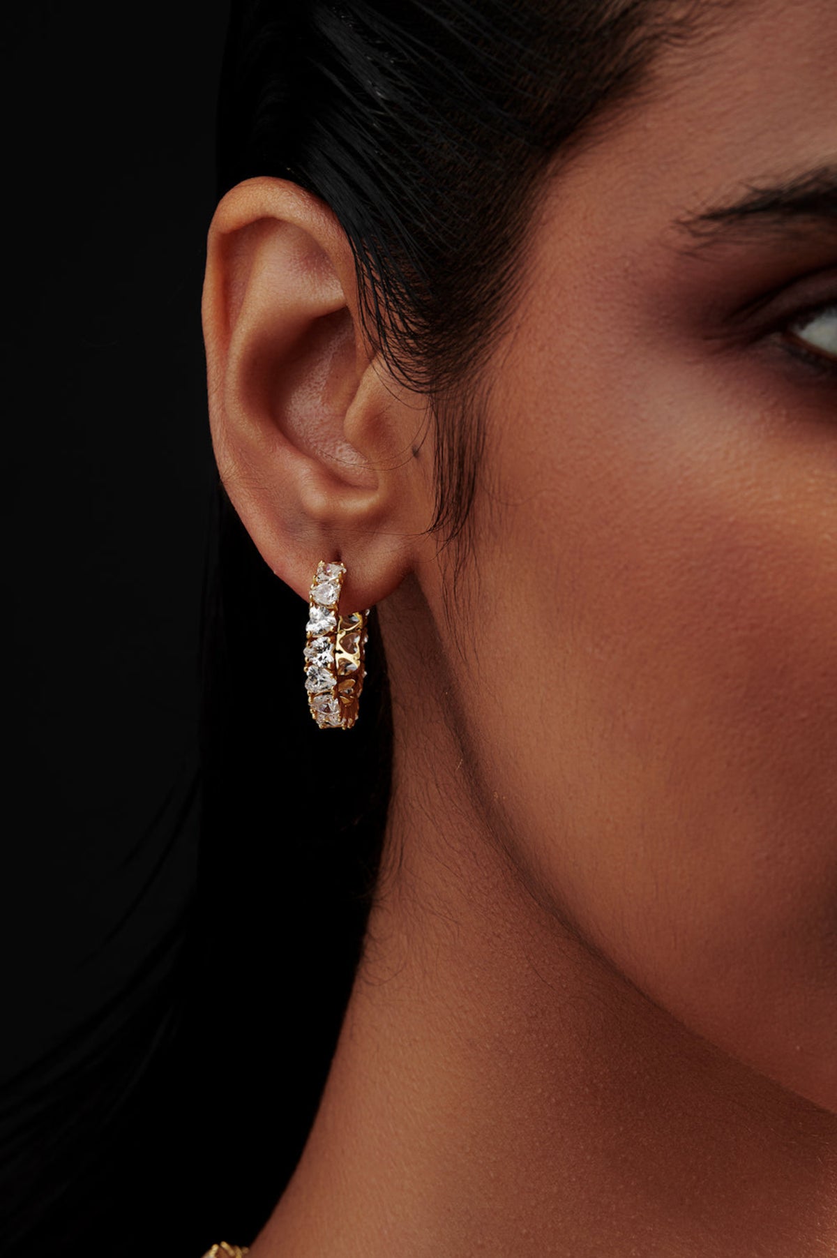 Heart Shaped Solitaire Hoop Earrings