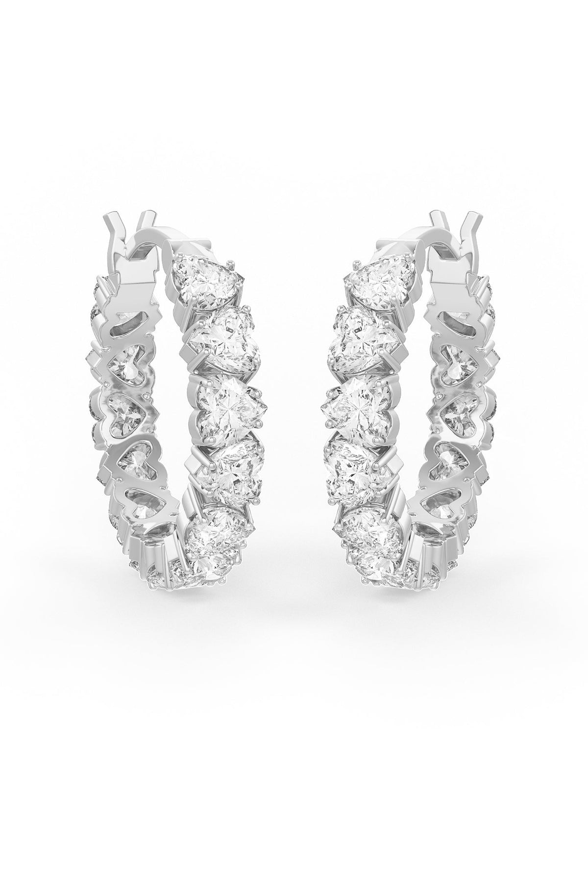 Heart Shaped Solitaire Hoop Earrings