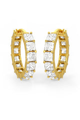 Square Shaped Solitaire Hoop Earrings