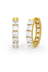 Square Shaped Solitaire Hoop Earrings