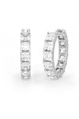 Square Shaped Solitaire Hoop Earrings