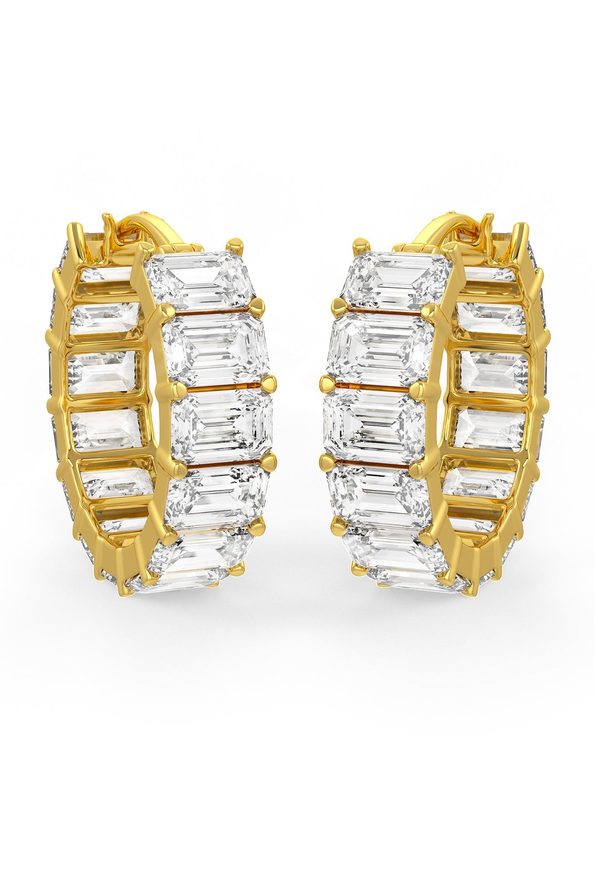 Emerald Cut Solitaire Hoop Earrings