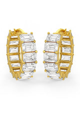 Emerald Cut Solitaire Hoop Earrings