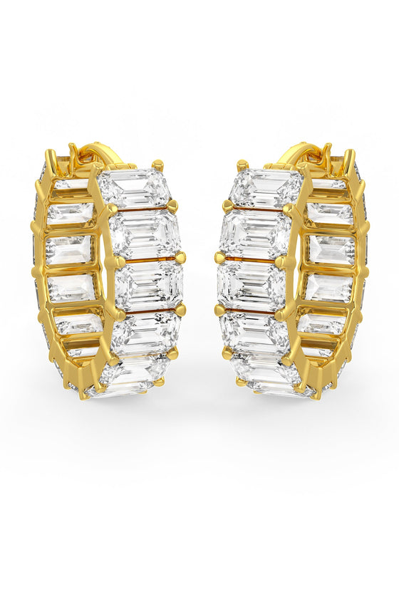 Emerald Cut Solitaire Hoop Earrings