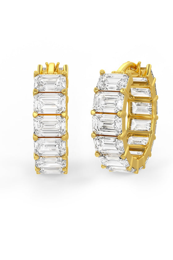 Emerald Cut Solitaire Hoop Earrings