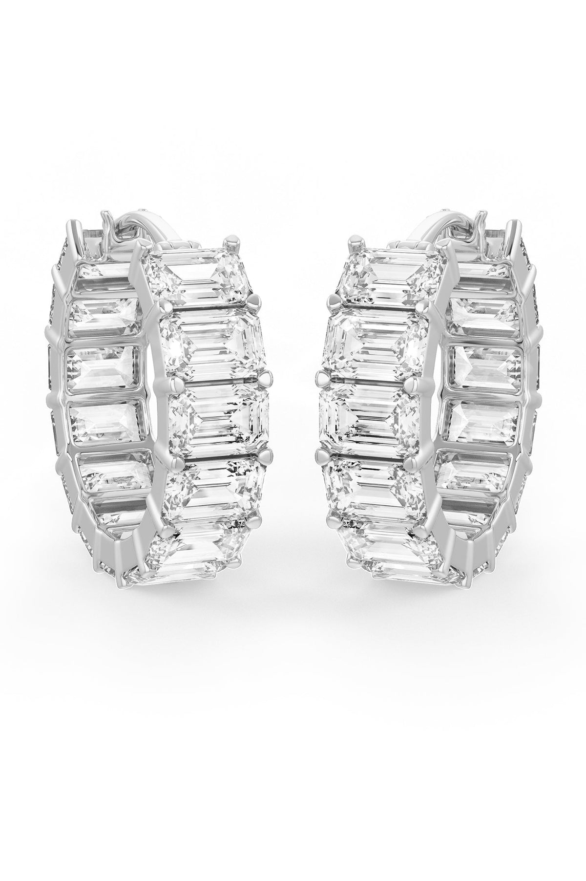Emerald Cut Solitaire Hoop Earrings