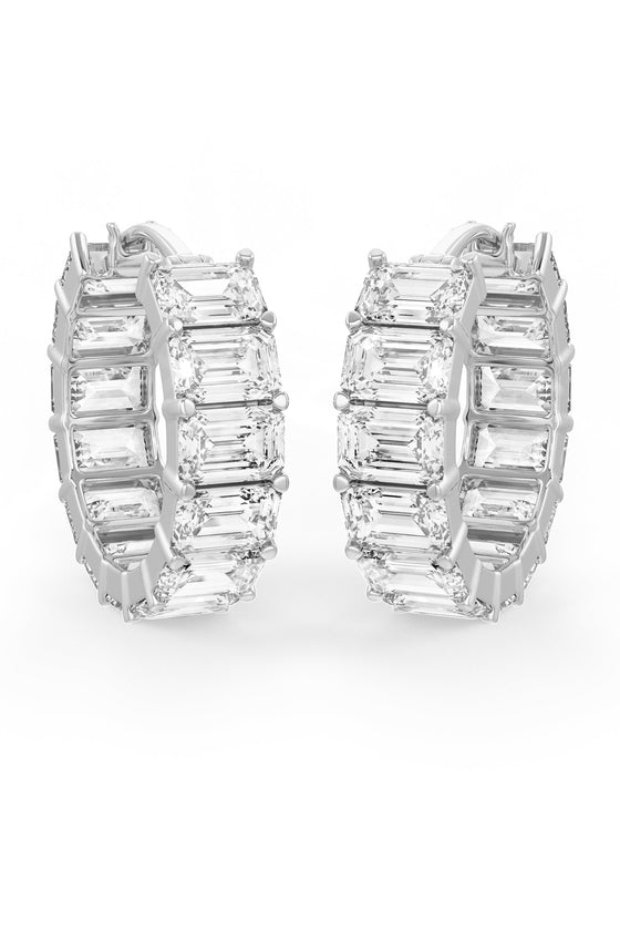 Emerald Cut Solitaire Hoop Earrings