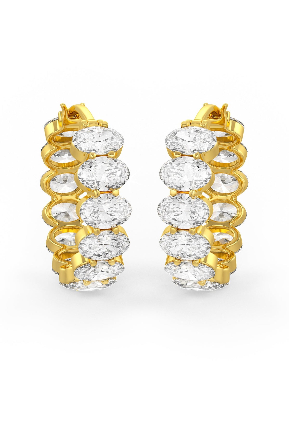 Oval Shaped Solitaire Hoop Earrings