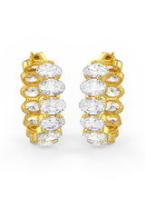 Oval Shaped Solitaire Hoop Earrings