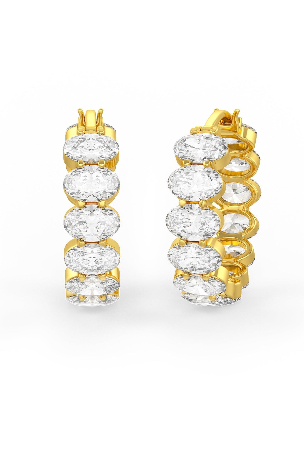 Oval Shaped Solitaire Hoop Earrings