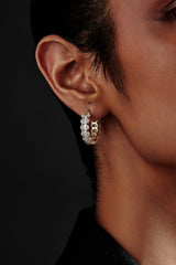 Oval Shaped Solitaire Hoop Earrings