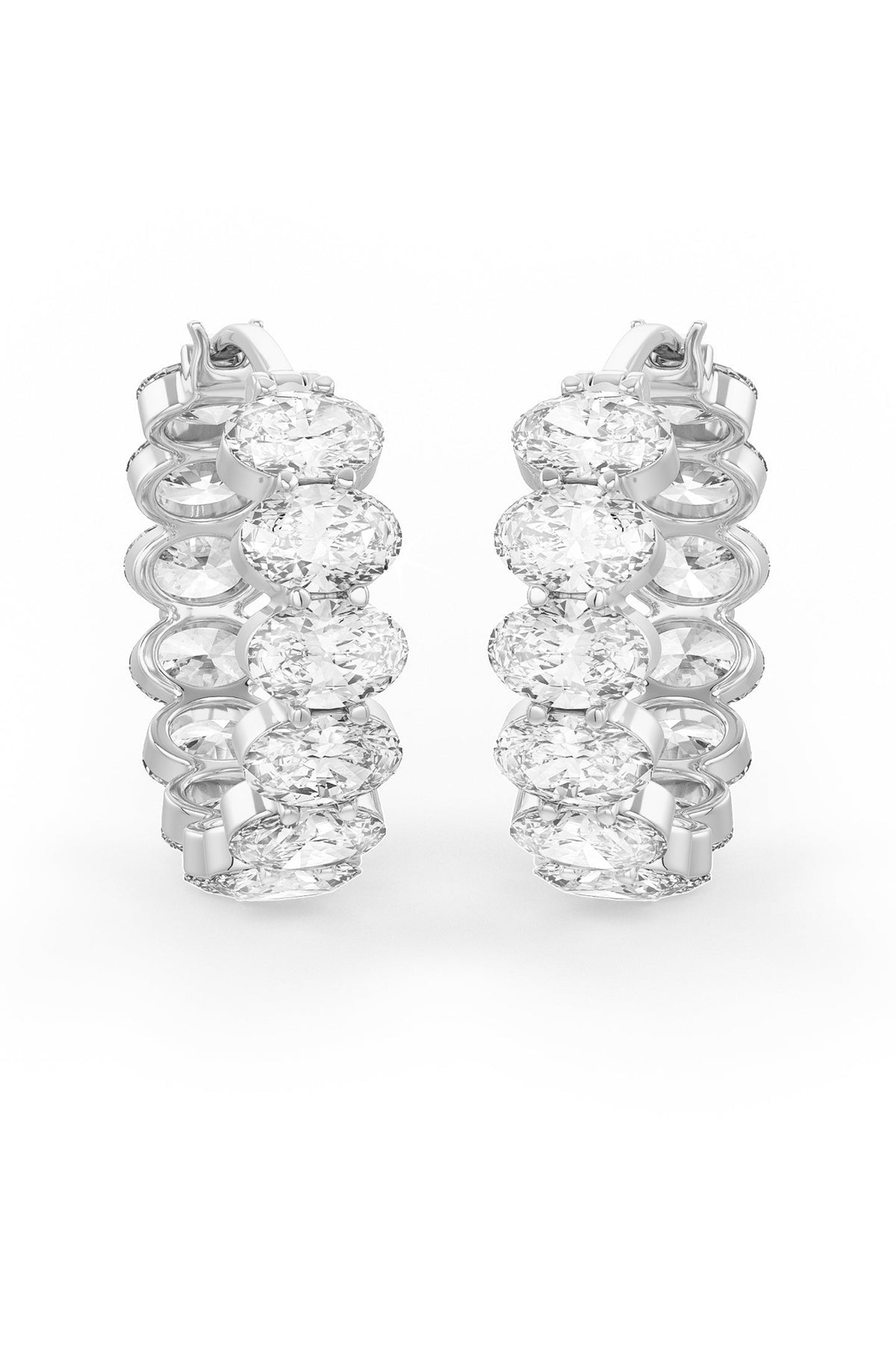 Oval Shaped Solitaire Hoop Earrings