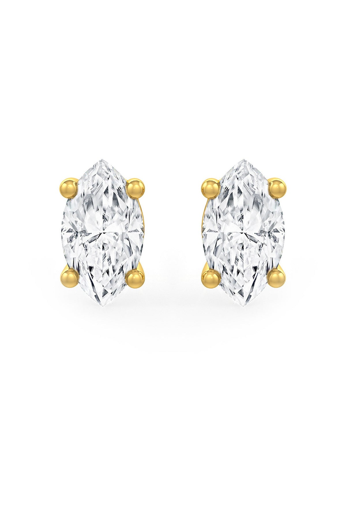 Marquise Shaped Solitaire Stud Earrings