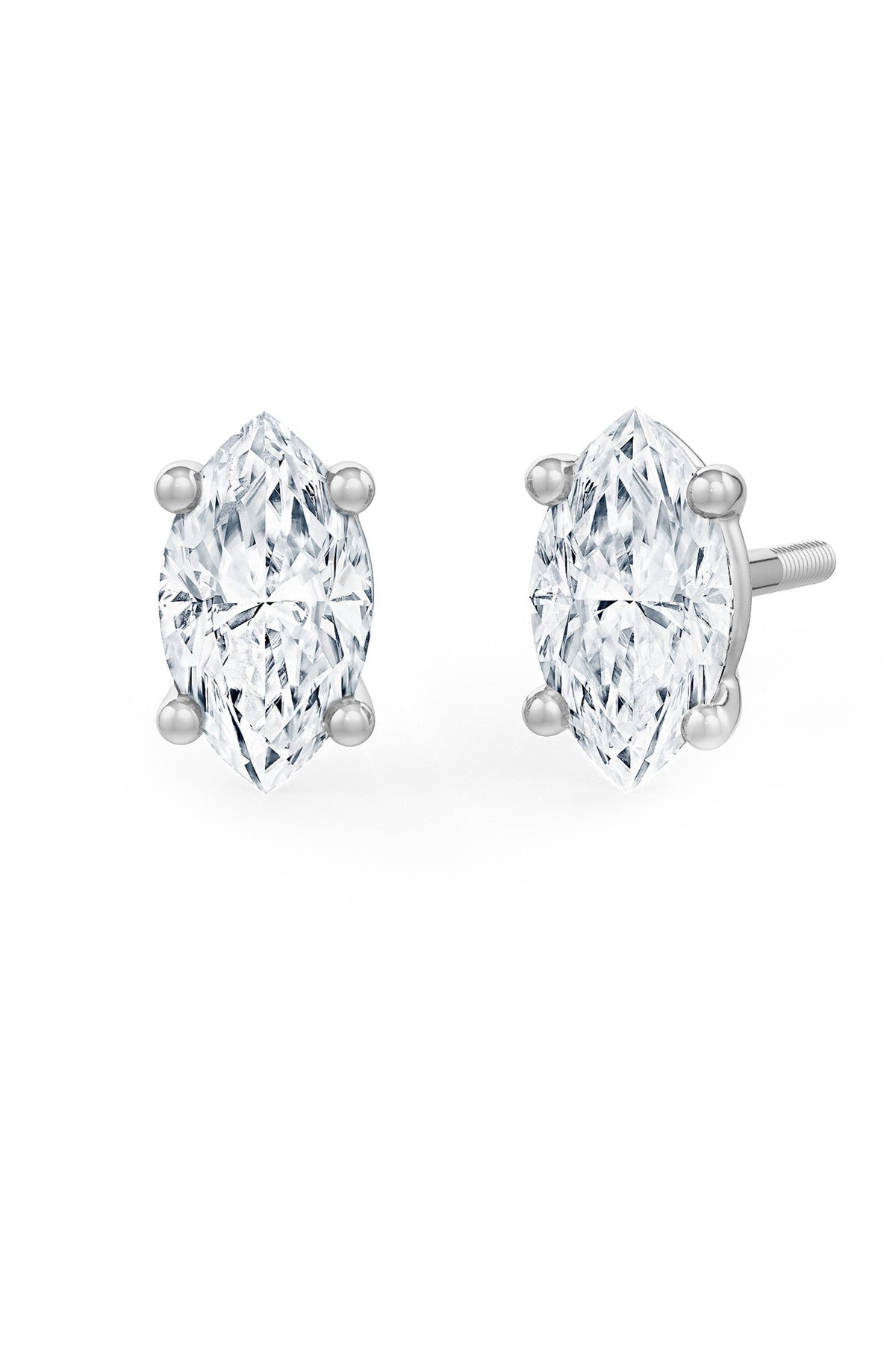 Marquise Shaped Solitaire Stud Earrings