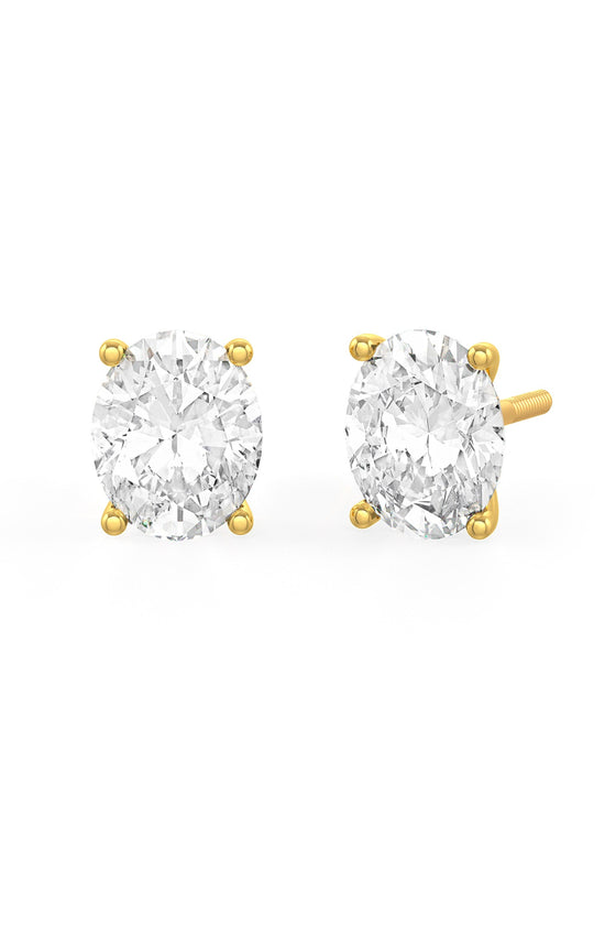 Oval Shaped Solitaire Stud Earrings