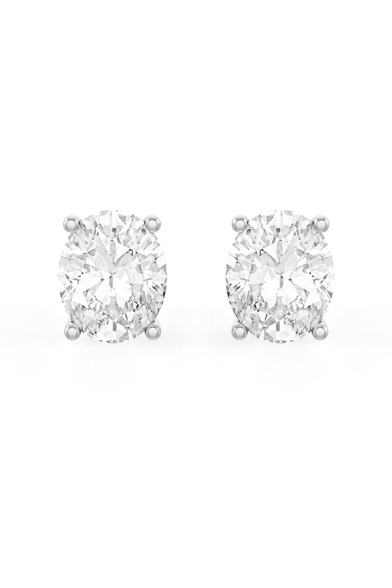 Oval Shaped Solitaire Stud Earrings