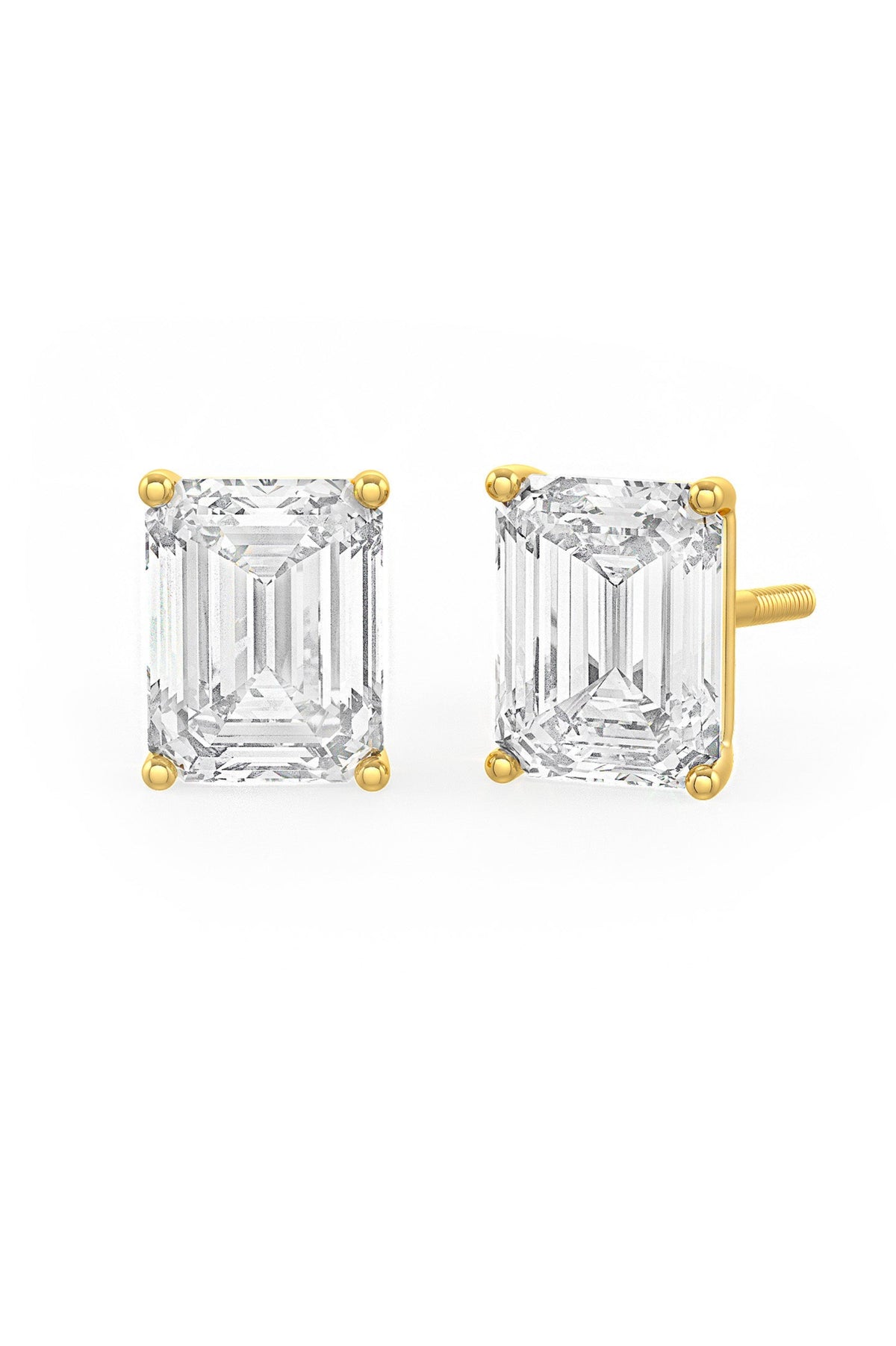 Emerald Cut Solitaire Stud Earrings