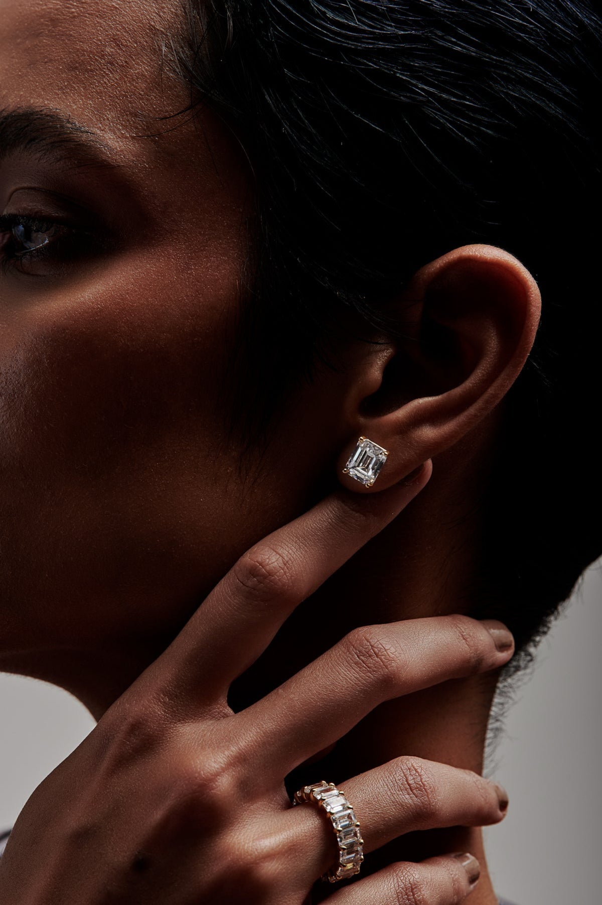 Emerald Cut Solitaire Stud Earrings