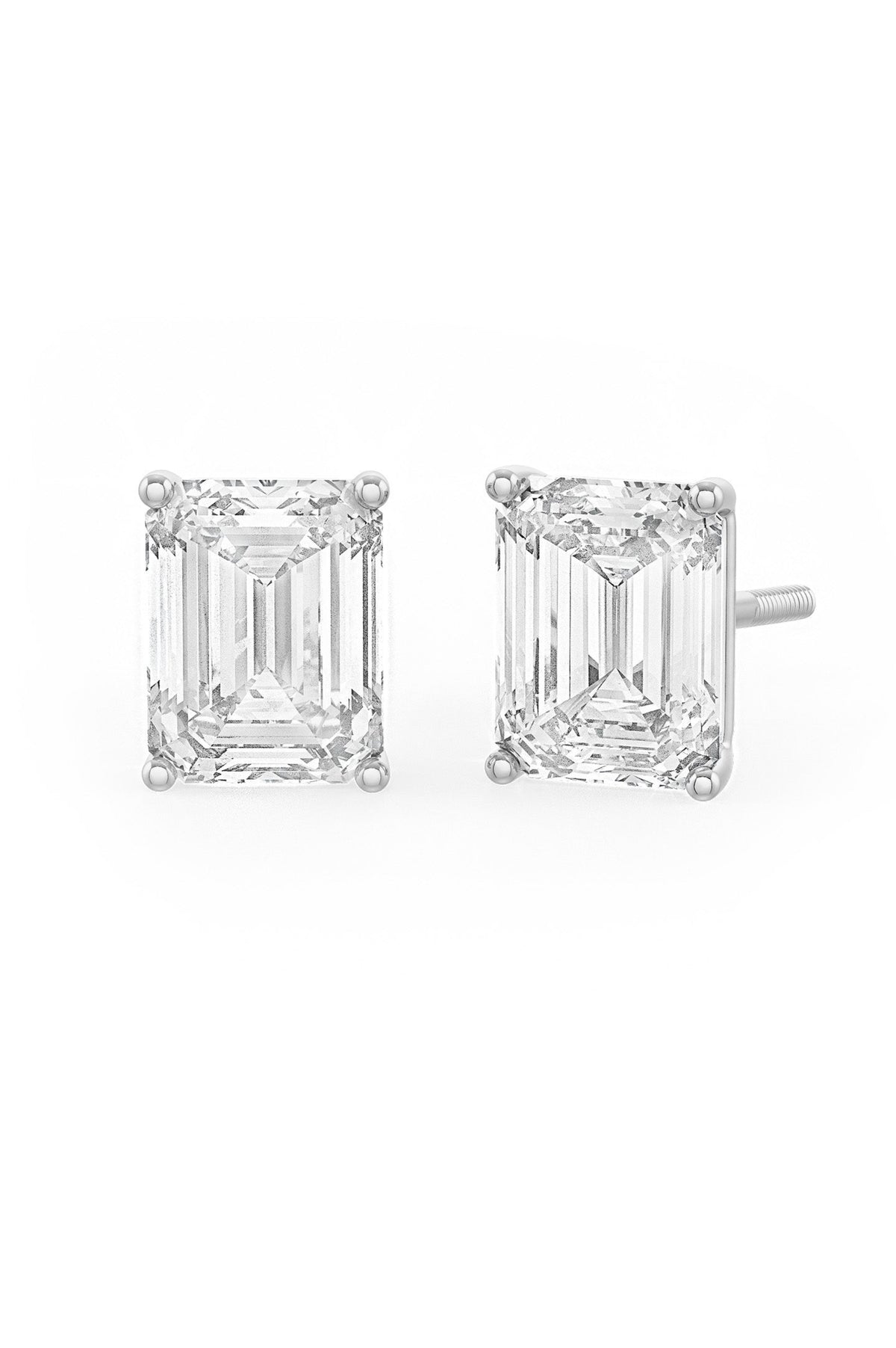 Emerald Cut Solitaire Stud Earrings