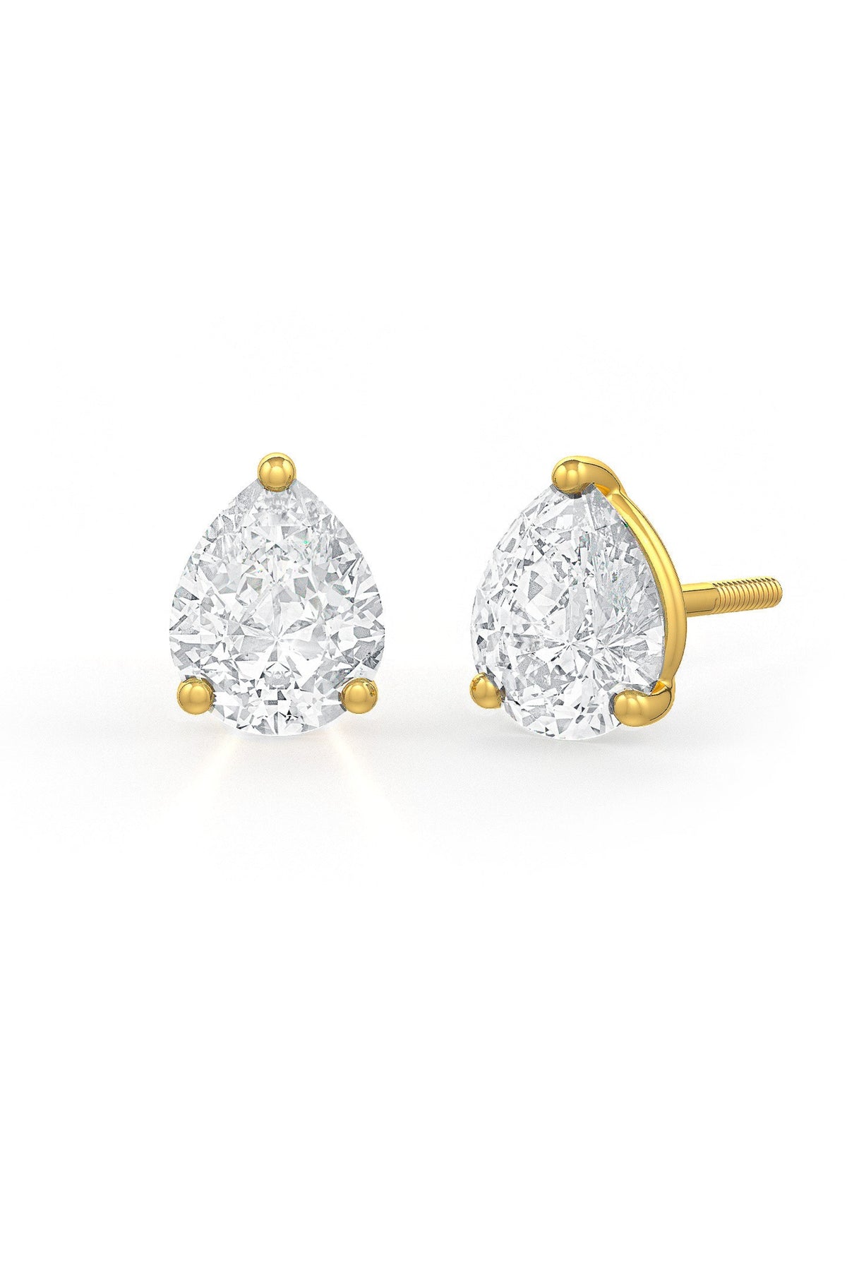 Pear Shaped Solitaire Stud Earrings