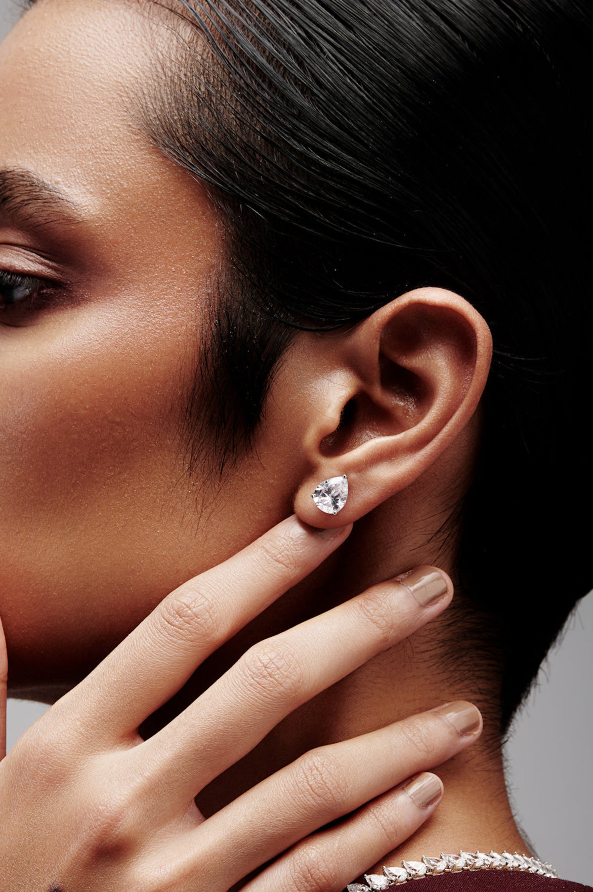 Pear Shaped Solitaire Stud Earrings