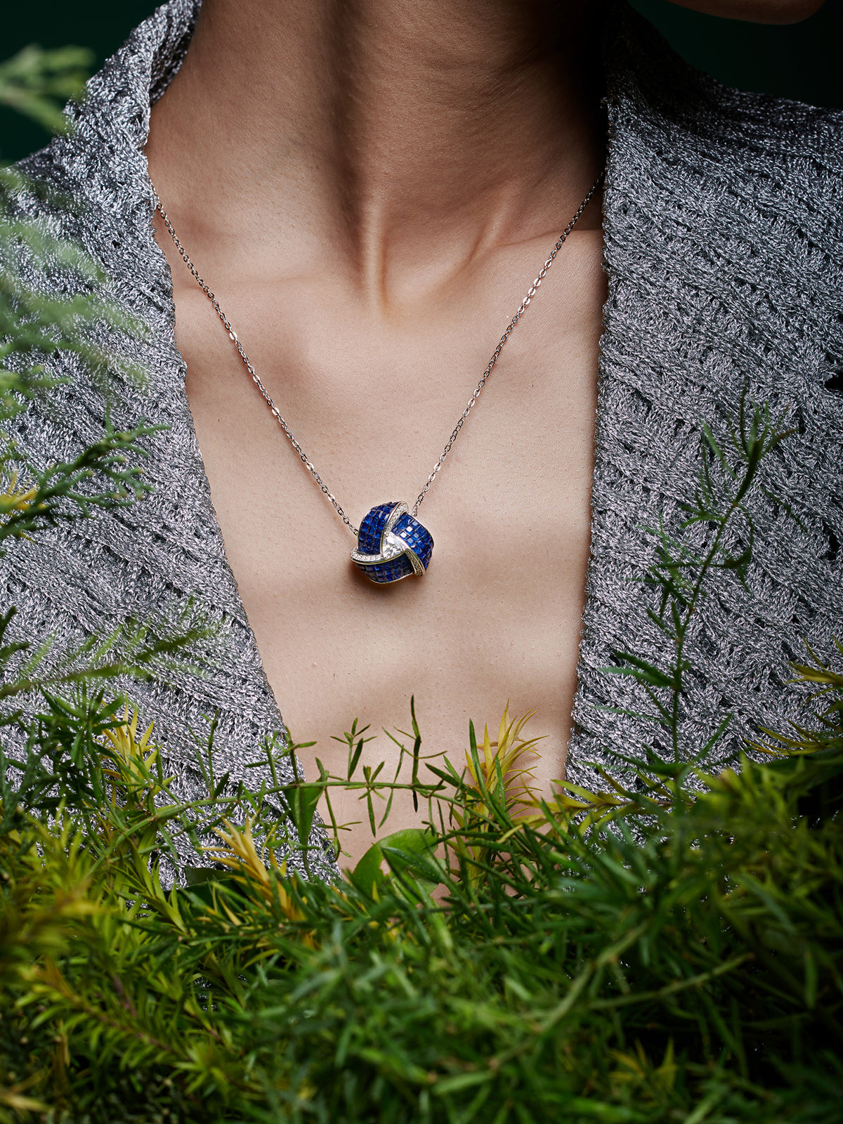 Enchanted Triad Blossom Pendant With Silver Chain