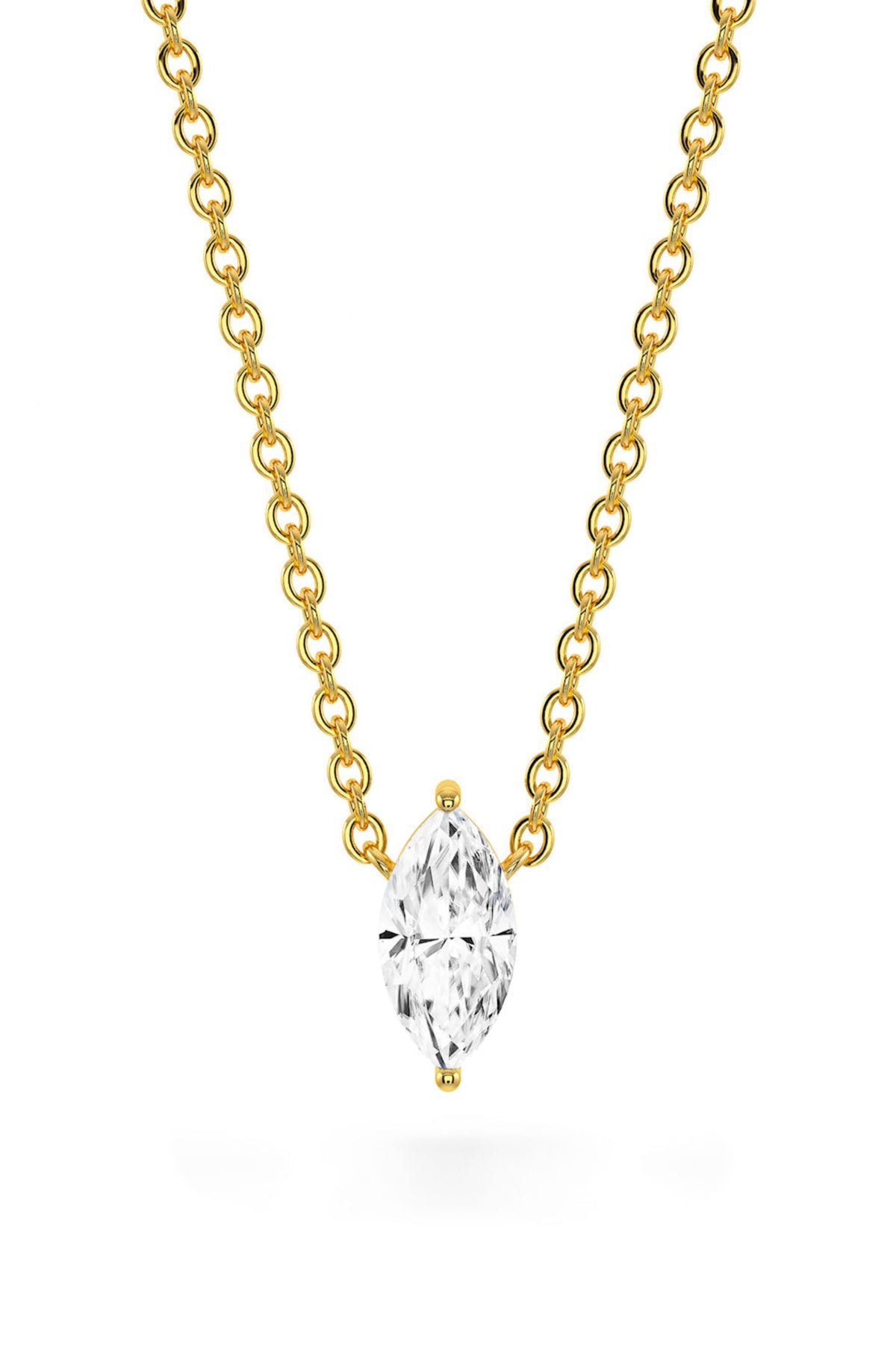 Marquise Shaped Solitaire Pendant With Chain