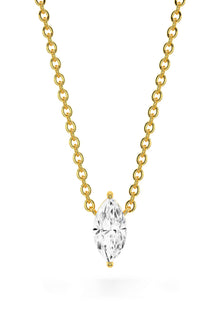  Marquise Shaped Solitaire Pendant With Chain