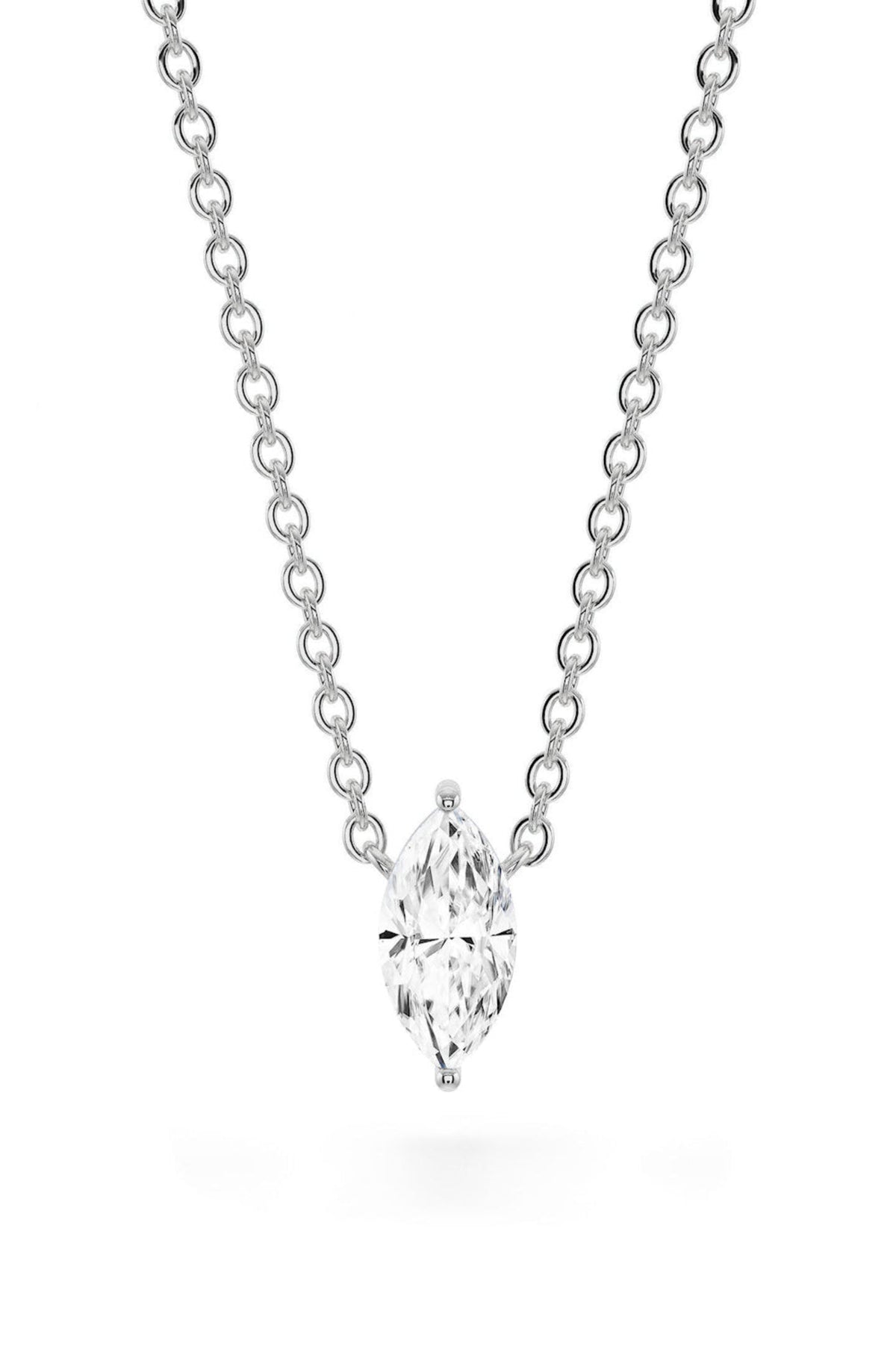Marquise Shaped Solitaire Pendant With Chain