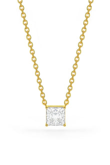  Square Shaped Solitaire Pendant With Chain