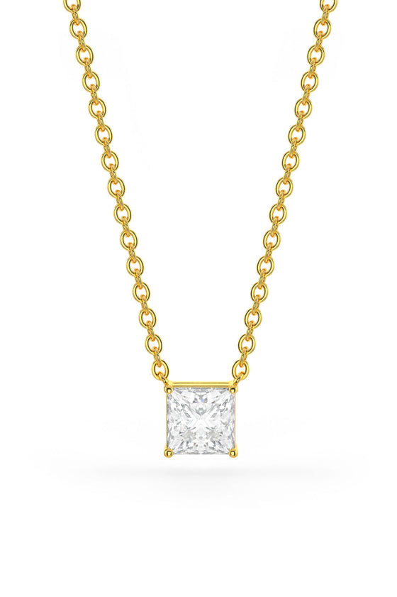 Square Shaped Solitaire Pendant With Chain