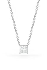 Square Shaped Solitaire Pendant With Chain