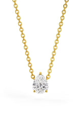 Pear Shaped Soliatire Pendant With Chain