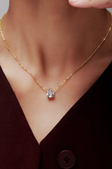 Pear Shaped Soliatire Pendant With Chain