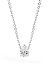 Pear Shaped Soliatire Pendant With Chain